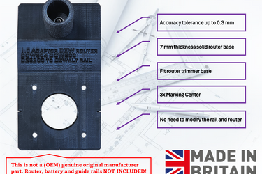 Ryobi RTR18-0 P601 router adapter guide rail base compatible with DEWALT guide rail track
