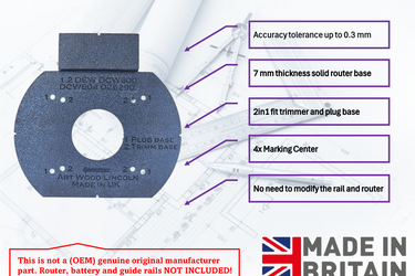 Dewalt DCW600 DCW604 D26200 router 2in1 adapter guide rail TRIMMER & PLUG base compatible with FESTOOL guide rail track