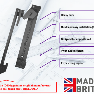 Set of wall mount holder bracket for DEWALT saw guide rail track single or double slot