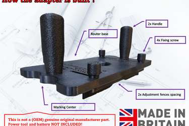 Ryobi RTR18-0 R18TR-0 P601 center jig adapter router base Mortises Groove Slotting