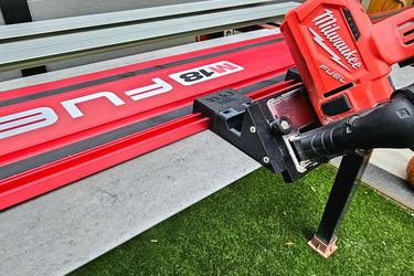 Milwaukee M12FCOT-0 76mm Cut Off Tool adapter 45 degree angle tile chamfering compatible with MILWAUKEE guide rail track