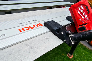 Milwaukee M12FCOT-0 76mm Cut Off Tool adapter 45 degree angle tile chamfering compatible with BOSCH MAFELL guide rail track