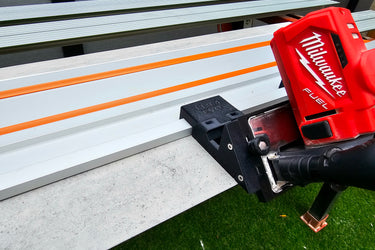 Milwaukee M12FCOT-0 76mm Cut Off Tool adapter 45 degree angle tile chamfering compatible with EVOLUTION guide rail track