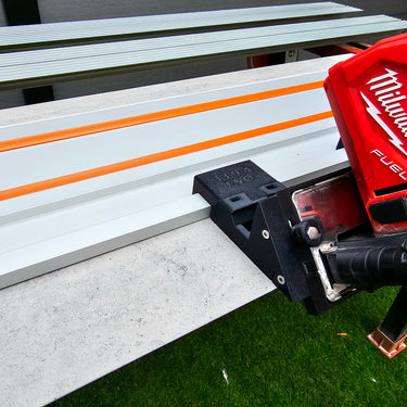 Milwaukee M12FCOT-0 76mm Cut Off Tool adapter 45 degree angle tile chamfering compatible with EVOLUTION guide rail track