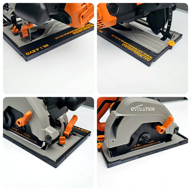 Evolution R165CCSL circular saw adapter guide rail base compatible with DEWALT guide rail track