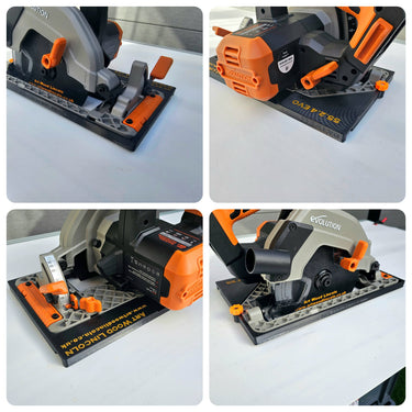 Evolution R165CCS165-Li (cordless) circular saw adapter shoe base plate compatible with DEWALT guide rail track