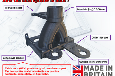 Blast gate 2 way 50mm vacuum dust extraction waste pipe systems splitter
