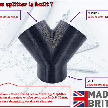 Y splitters for dust extraction  hose up to 70mm