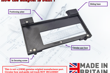 Dewalt DCS512 circular saw adapter guide rail base compatible with EVOLUTION guide rail track