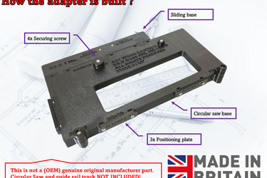 Milwaukee HD18CS 2630-20 circular saw adapter guide rail base compatible with EVOLUTION guide rail track