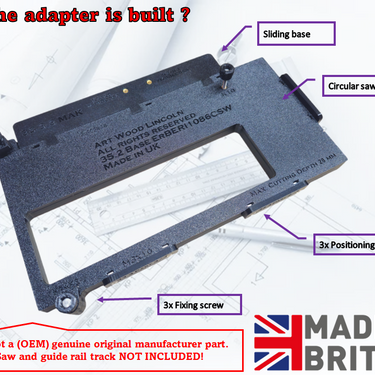 Erbauer ERI1086CSW circular saw adapter guide rail base compatible with DEWALT guide rail track