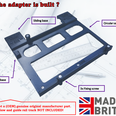 Erbauer ERI1085CSW circular saw adapter guide rail base compatible with EVOLUTION guide rail track
