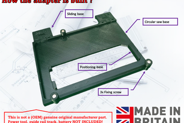 Erbauer ECS1400 circular saw adapter guide rail base compatible with EVOLUTION guide rail track