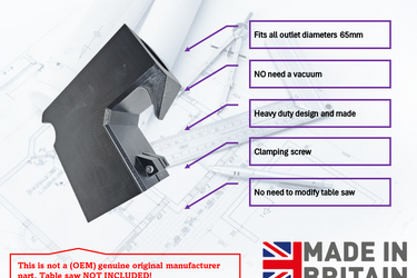 Angle elbow dust extraction adapter DEWALT table saw DCS7485 DWE7485 DWE7492