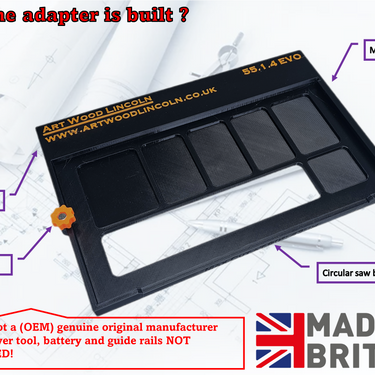 Evolution R165CCSL circular saw adapter guide rail base compatible with BOSCH MAFELL guide rail track