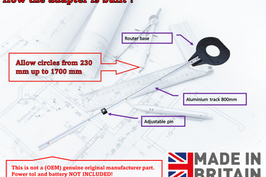 Dewalt DCW600 DCW604 D26200 circle jig adapter router base 230-1700mm