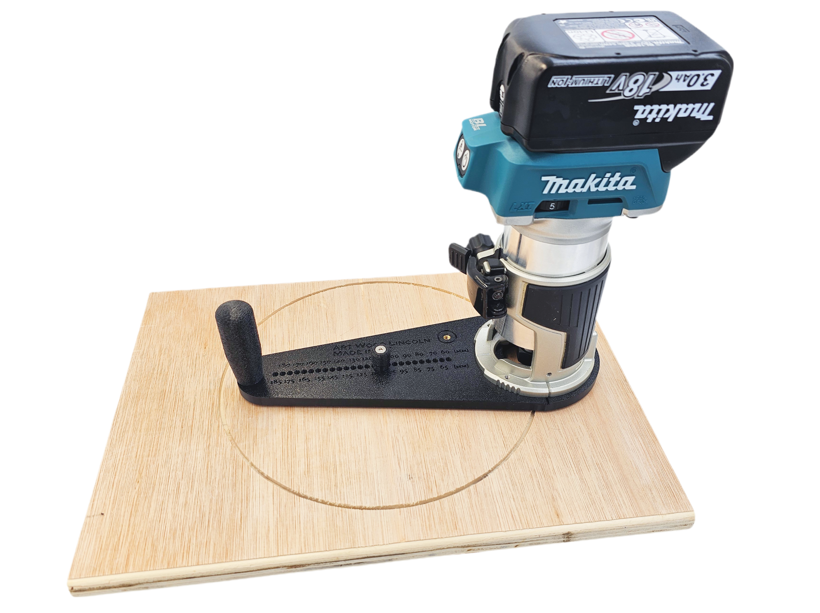 Makita DRT50 RT0700C RT0702 2in1 router base Offset Circle Jig 120-370 ...