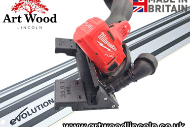 Milwaukee M12FCOT-0 76mm Cut Off Tool adapter 45 degree angle tile chamfering compatible with EVOLUTION guide rail track