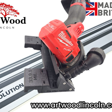 Milwaukee M12FCOT-0 76mm Cut Off Tool adapter 45 degree angle tile chamfering compatible with EVOLUTION guide rail track