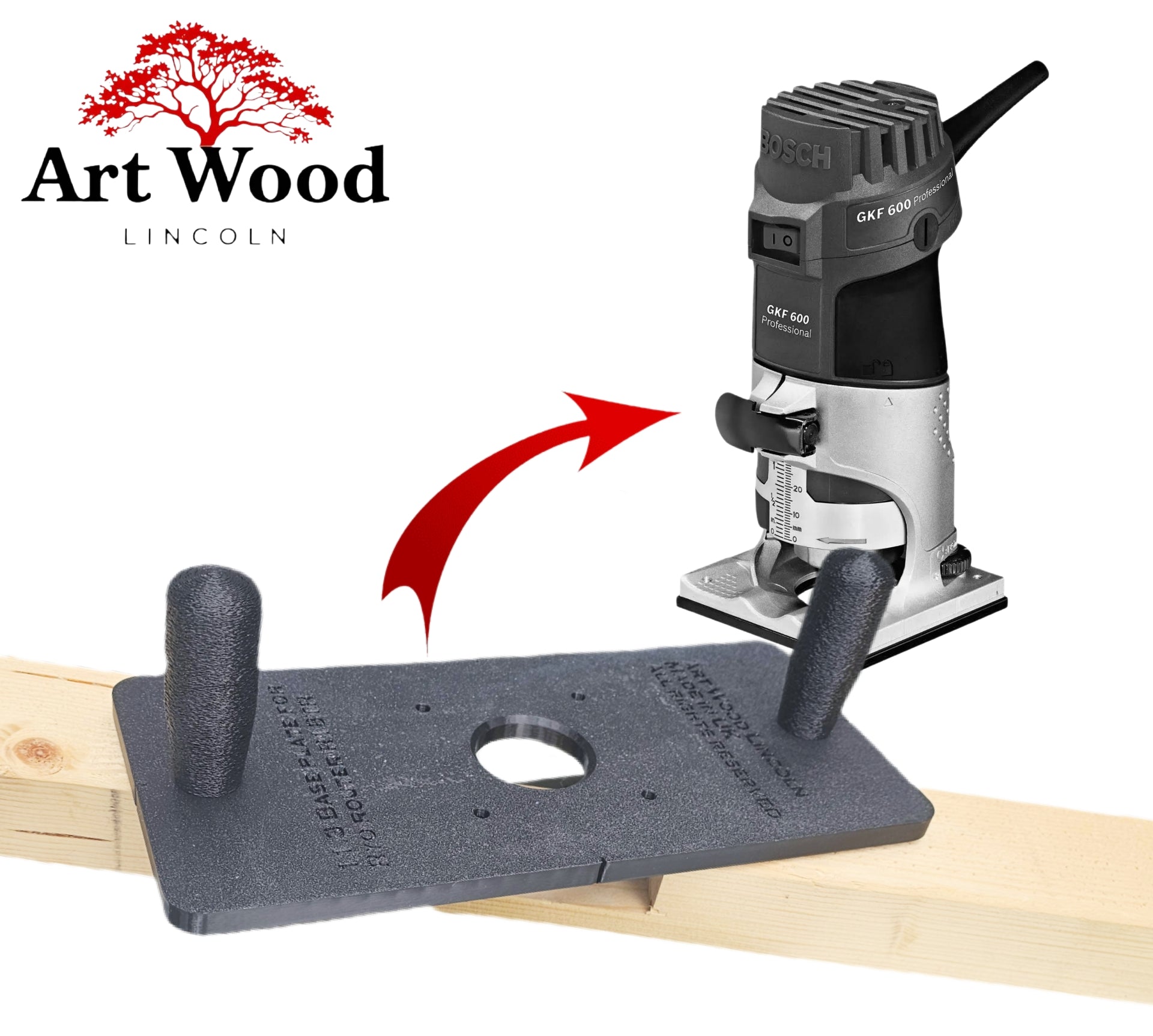 Bosch GKF600 router extended sub base for trimmer – Art Wood Lincoln