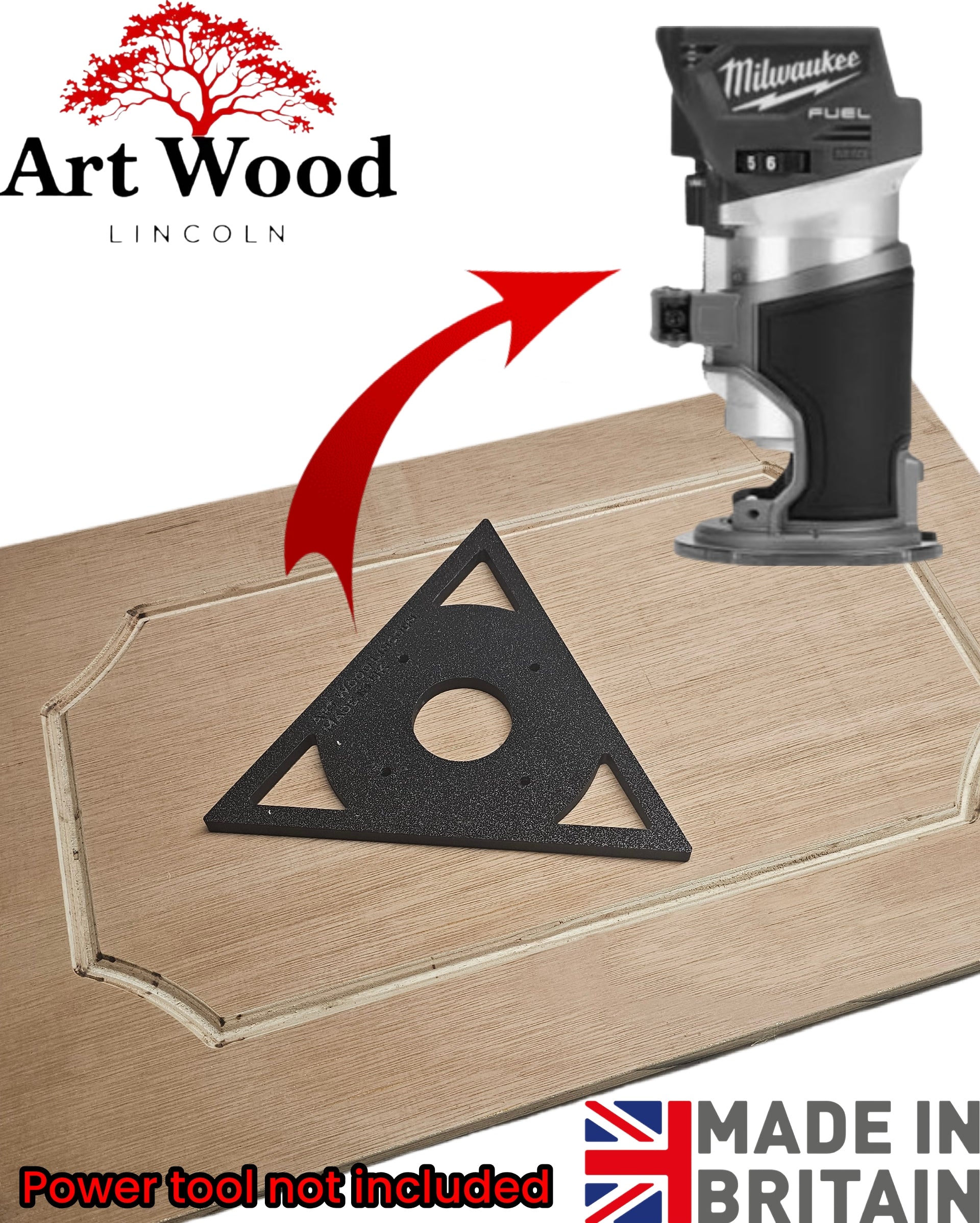 Milwaukee M18 FRT 2723-20 Triangular Triangle trim router sub-base doo ...