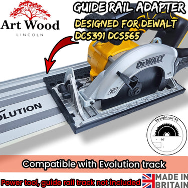 Dewalt DCS391 DCS565 circular saw adapter guide rail base compatible with EVOLUTION guide rail track