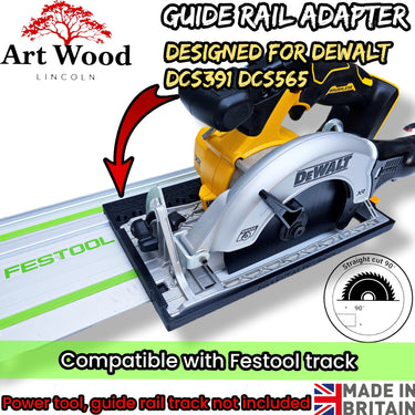 Dewalt DCS391 DCS565 circular saw adapter guide rail base compatible with FESTOOL guide rail track