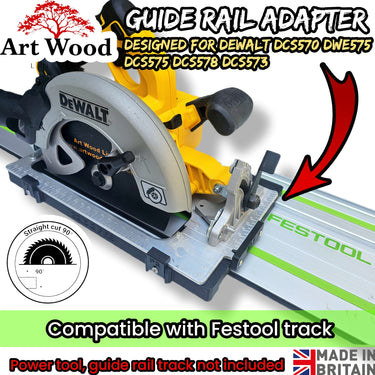 Dewalt DCS570 DWE575 DCS575 DCS578 DCS573 circular saw adapter guide rail base compatible with FESTOOL guide rail track