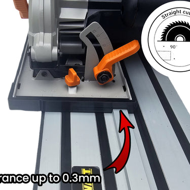 Evolution R165CCSL circular saw adapter guide rail base compatible with DEWALT guide rail track