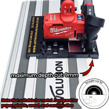 Milwaukee M12FCOT-0 76mm Cut Off Tool adapter 90 degree compatible with EVOLUTION guide rail track