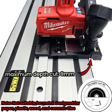 Milwaukee M12FCOT-0 76mm Cut Off Tool adapter 90 degree compatible with DEWALT guide rail track