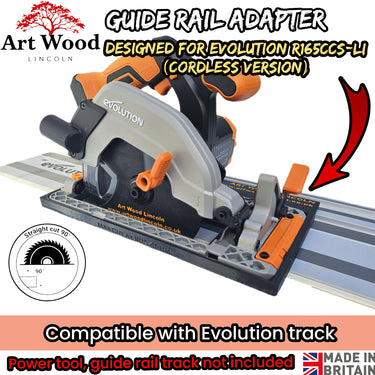 Evolution R165CCS-Li (cordless) circular saw adapter shoe base plate compatible with EVOLUTION guide rail track
