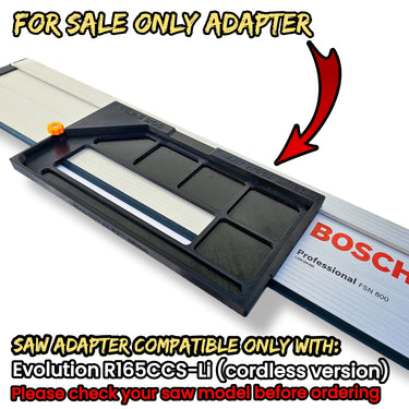 Evolution R165CCS165-Li (cordless) circular saw adapter shoe base plate compatible with BOSCH MAFELL guide rail track