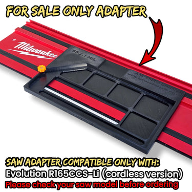 Evolution R165CCS165-Li (cordless) circular saw adapter shoe base plate compatible with MILWAUKEE guide rail track