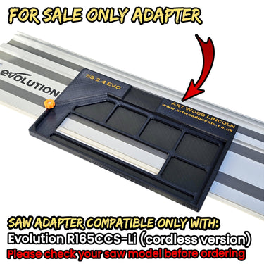 Evolution R165CCS165-Li (cordless) circular saw adapter shoe base plate compatible with EVOLUTION guide rail track