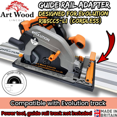 Evolution R185CCS-Li (cordless) circular saw adapter shoe base plate compatible with EVOLUTION guide rail track