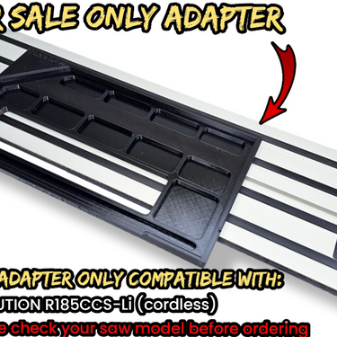 Evolution R185CCS-Li (cordless) circular saw adapter shoe base plate compatible with DEWALT guide rail track