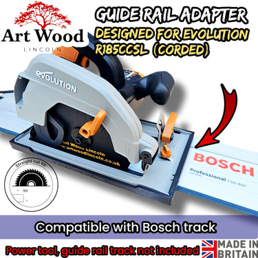 Evolution R185CCSL (corded) circular saw adapter shoe base plate compatible with BOSCH MAFELL guide rail track