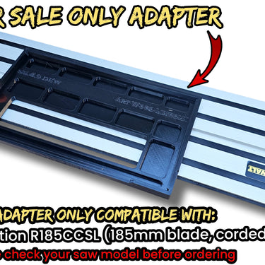 Evolution R185CCSL (corded) circular saw adapter shoe base plate compatible with DEWALT guide rail track