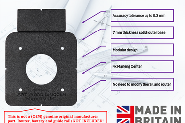 Ryobi RTR18-0 P601 router adapter guide rail TRIMMER base compatible with MILWAUKEE guide rail track